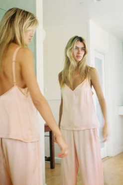 Eberjey Inez Washable Silk Cami & Pant PJ Set - Rose Cloud