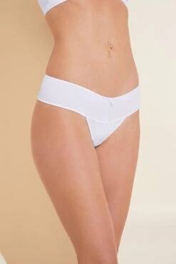 Eberjey Pima Stretch Cotton V Thong - White