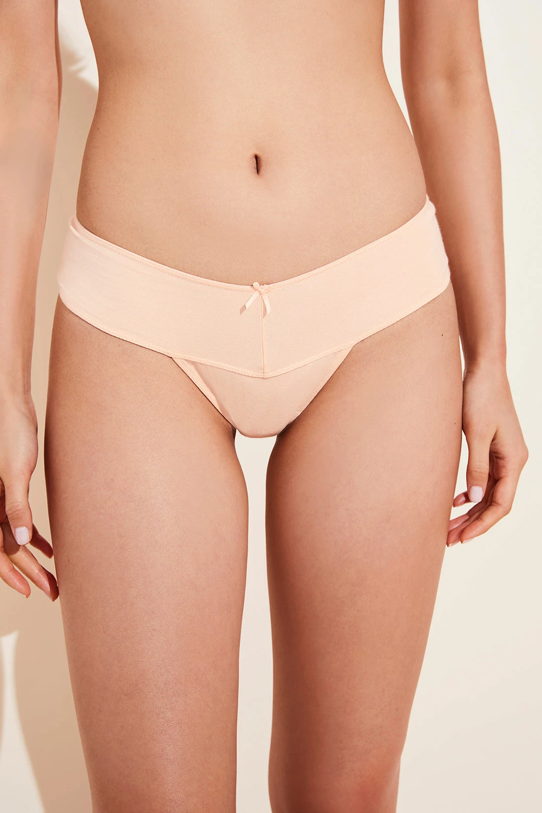 Eberjey Pima Stretch Cotton V Thong - Buff 3 Eberjey Pima Stretch Cotton V Thong - Buff