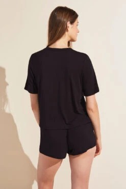 Eberjey Finley Eco Bamboo Short Sleeve Top - Black -Fashion - Pajamas EBJ0026 T1957S BLACK B