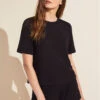 Eberjey Finley Eco Bamboo Short Sleeve Top - Black