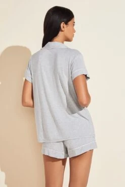 Eberjey Gisele TENCEL™ Modal Shortie Short PJ Set - Heather Grey/Sorbet Pink -Fashion - Pajamas EBJ0210 PJ1018S HGSP B