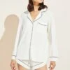 Eberjey Gisele TENCELâ„¢ Modal Long Sleeve & Shortie Short PJ Set - Ivory/Navy 1 Eberjey Gisele TENCELâ„¢ Modal Long Sleeve & Shortie Short PJ Set - Ivory/Navy -Fashion - Pajamas EBJ0223 PJ1018TLUS IVNA F