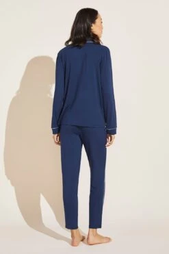 Eberjey Gisele TENCEL™ Modal Tuxedo Slim PJ Set - Navy/Ivory -Fashion - Pajamas EBJ0229 PJ1018SLX NAIV B