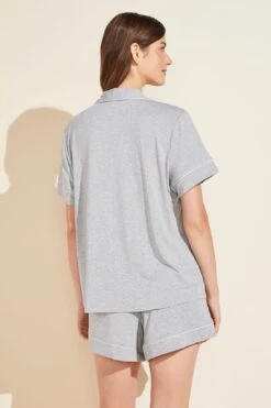 Eberjey Gisele TENCEL™ Modal Relaxed Short PJ Set - Heather Grey/Sorbet Pink -Fashion - Pajamas EBJ0240 PJ1018SN HGSP B