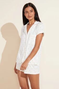 Eberjey Gisele Printed TENCEL™ Modal Shortie Short PJ Set - Palm/Bellini