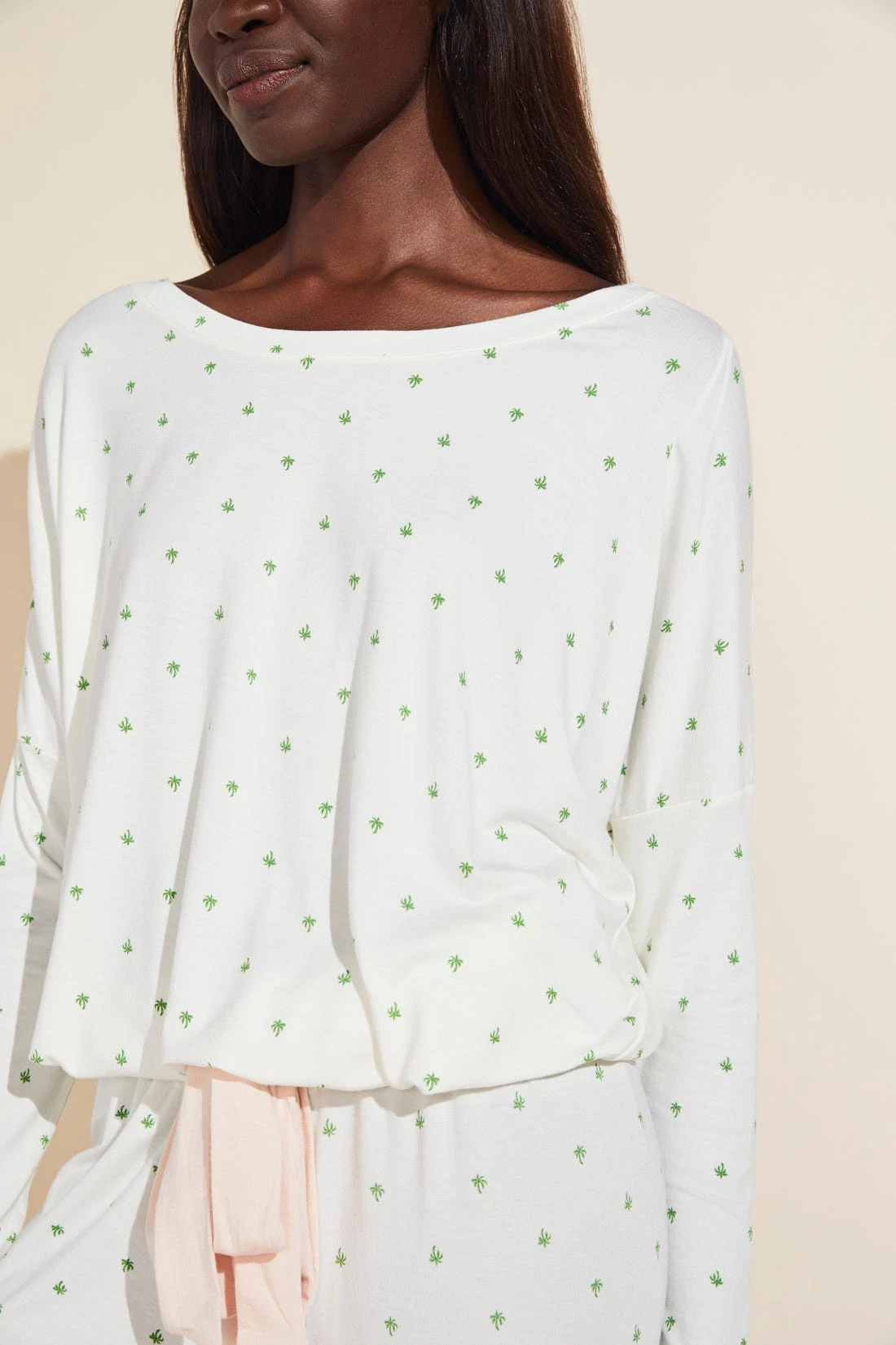 Eberjey Gisele Printed TENCEL™ Modal Slouchy PJ Set - Palm/Bellini 4 Eberjey Gisele Printed TENCEL™ Modal Slouchy PJ Set - Palm/Bellini - Image 2
