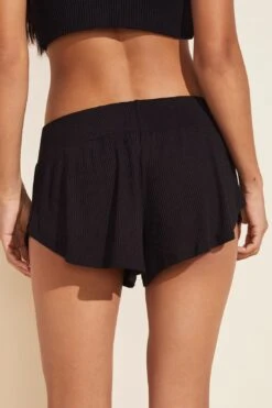 Eberjey Elon Relaxed Rib Short - Black -Fashion - Pajamas EBJ0287 U1728S BLACK B