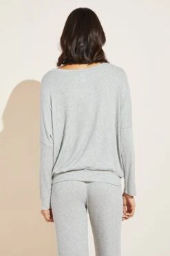 Eberjey Elon Relaxed Rib Top - Heather Grey -Fashion - Pajamas EBJ0289 T1728L HGREY B