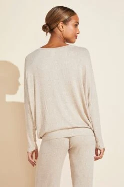 Eberjey Elon Relaxed Rib Top - Oatmeal -Fashion - Pajamas EBJ0291 T1728L OATME B