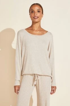 Eberjey Elon Relaxed Rib Top - Oatmeal