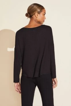 Eberjey Elon Relaxed Rib Pullover - Black -Fashion - Pajamas EBJ0292 T1728LNN BLACK B