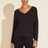 Eberjey Elon Relaxed Rib Pullover - Black -Fashion - Pajamas EBJ0292 T1728LNN BLACK F