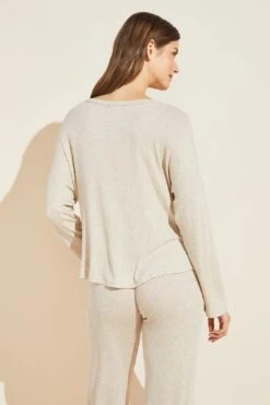 Eberjey Elon Relaxed Rib Pullover - Oatmeal -Fashion - Pajamas EBJ0294 T1728LNN OATME B