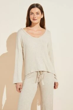 Eberjey Elon Relaxed Rib Pullover - Oatmeal