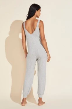 Eberjey Elon Relaxed Rib Jumpsuit - Heather Grey -Fashion - Pajamas EBJ0299 JS1728N HGREY B