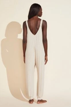 Eberjey Elon Relaxed Rib Jumpsuit - Oatmeal -Fashion - Pajamas EBJ0300 JS1728N OATME B
