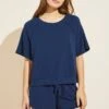 Eberjey Blair French Terry Short Sleeve Top - Navy 2 Eberjey Blair French Terry Short Sleeve Top - Navy -Fashion - Pajamas EBJ0331 T1955S NAVY F e2dd7f3a f11c 47a9 8205 9e4cf565a5d8