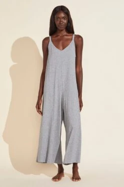 Eberjey Charlie Pima Cotton Jumpsuit - Heather Grey