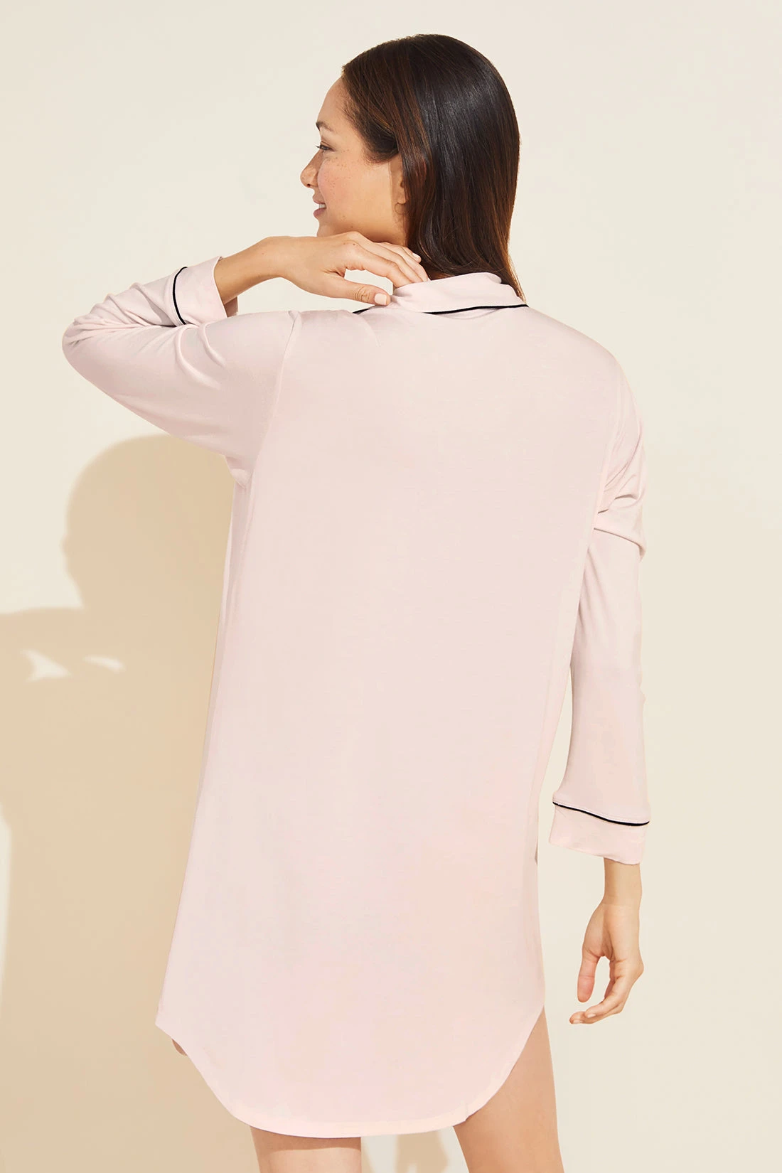 Eberjey Gisele TENCEL™ Modal Sleepshirt - Sorbet Pink/Black 5 Eberjey Gisele TENCEL™ Modal Sleepshirt - Sorbet Pink/Black - Image 3