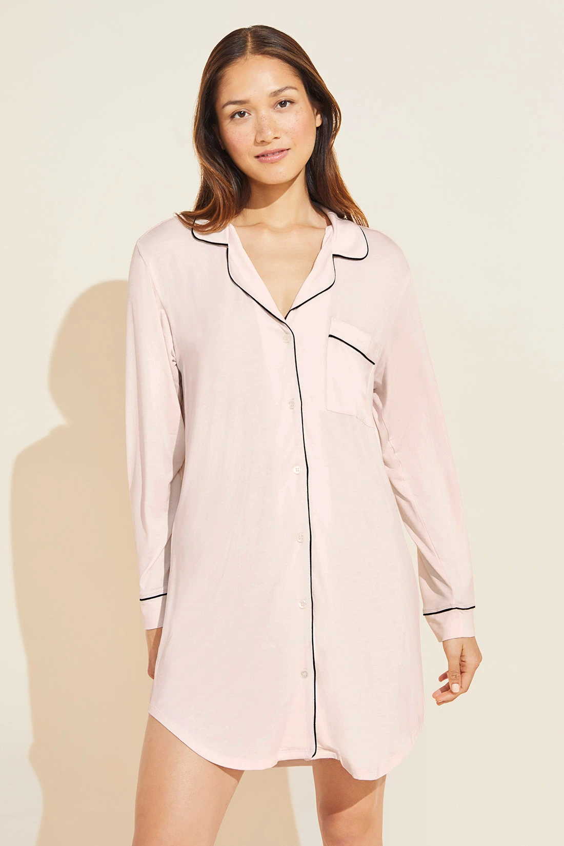 Eberjey Gisele TENCEL™ Modal Sleepshirt - Sorbet Pink/Black 3 Eberjey Gisele TENCEL™ Modal Sleepshirt - Sorbet Pink/Black