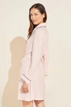 Eberjey Gisele TENCEL™ Modal Robe - Sorbet Pink/Black -Fashion - Pajamas EBJ1268 R1018 SOBK B