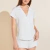 Eberjey Gisele TENCEL™ Modal Shortie Short PJ Set - Water Blue/White -Fashion - Pajamas EBJ1528 PJ1018S WBWH F