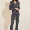 Eberjey Gisele TENCEL™ Modal Tuxedo Slim PJ Set - Graphite/Sorbet Pink -Fashion - Pajamas EBJ1544 PJ1018SLX GASP F