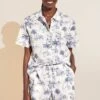 Eberjey Organic Sandwashed Cotton Printed Short PJ Set - Riviera Toile Coastal Blue 2 Eberjey Organic Sandwashed Cotton Printed Short PJ Set - Riviera Toile Coastal Blue -Fashion - Pajamas EBJ1889 PJ2026S RIVTC F
