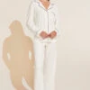 Eberjey Gisele TENCEL™ Modal Long PJ Set - Ivory/Navy -Fashion - Pajamas EBJ1896 PJ1018 IVNA F