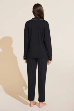 Eberjey Gisele TENCEL™ Modal Tuxedo Slim PJ Set - Black/Sorbet Pink -Fashion - Pajamas EBJ1899 PJ1018SLX BKSP B