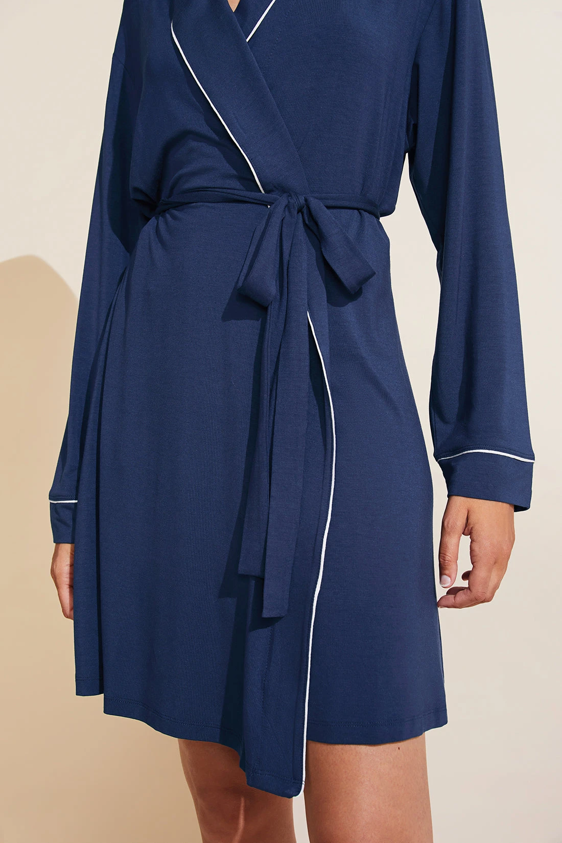Eberjey Gisele TENCEL™ Modal Robe - Navy/Ivory 4 Eberjey Gisele TENCEL™ Modal Robe - Navy/Ivory - Image 2