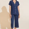 Eberjey Gisele TENCEL™ Modal Short Sleeve Cropped PJ Set - Navy/Ivory -Fashion - Pajamas EBJ1905 PJ1018TSZC NAIV F