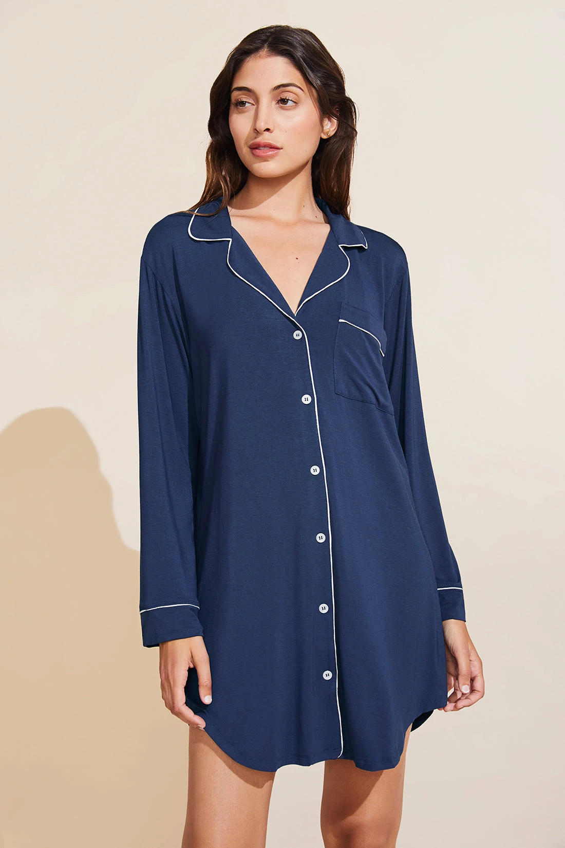 Eberjey Gisele TENCEL™ Modal Sleepshirt - Navy/Ivory 3 Eberjey Gisele TENCEL™ Modal Sleepshirt - Navy/Ivory