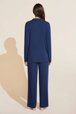 Eberjey Gisele TENCEL™ Modal Rib Long PJ Set - Navy 9 Eberjey Gisele TENCEL™ Modal Rib Long PJ Set - Navy -Fashion - Pajamas EBJ1924 PJ2038 NAVY B