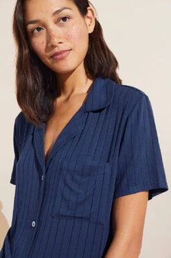 Eberjey Gisele TENCEL™ Modal Rib Relaxed Short PJ Set - Navy -Fashion - Pajamas EBJ1925 PJ2038SN NAVY S 1