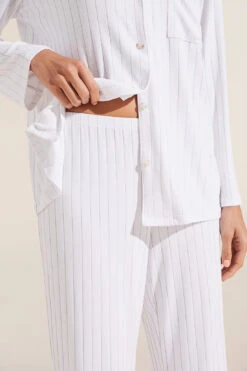 Eberjey Gisele TENCEL™ Modal Rib Long PJ Set - White 11 Eberjey Gisele TENCEL™ Modal Rib Long PJ Set - White -Fashion - Pajamas EBJ1926 PJ2038 WHITE S 1