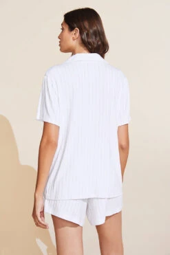 Eberjey Gisele TENCEL™ Modal Rib Relaxed Short PJ Set - White -Fashion - Pajamas EBJ1927 PJ2038SN WHITE B