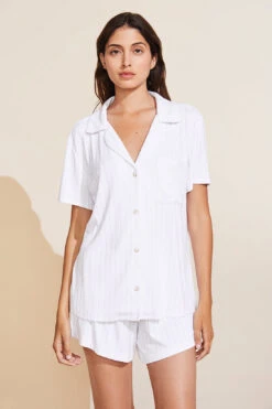 Eberjey Gisele TENCEL™ Modal Rib Relaxed Short PJ Set - White