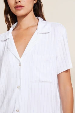 Eberjey Gisele TENCEL™ Modal Rib Relaxed Short PJ Set - White -Fashion - Pajamas EBJ1927 PJ2038SN WHITE S 1