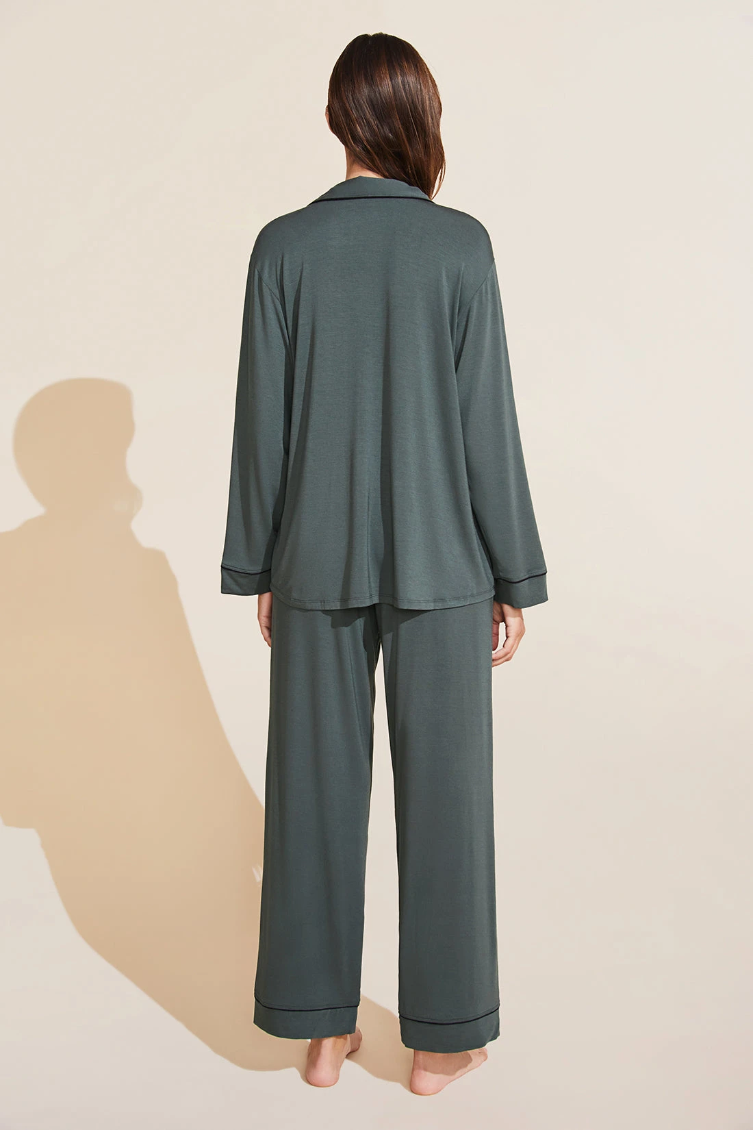 Eberjey Gisele TENCEL™ Modal Long PJ Set - Kelp/Black 5 Eberjey Gisele TENCEL™ Modal Long PJ Set - Kelp/Black - Image 3