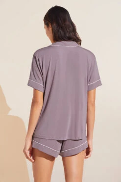 Eberjey Gisele TENCEL™ Modal Relaxed Short PJ Set - Amethyst/Ivory -Fashion - Pajamas EBJ1938 PJ1018SN AM IV B