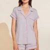 Eberjey Gisele TENCEL™ Modal Shortie Short PJ Set - Purple Dust/Italian Rose 1 Eberjey Gisele TENCEL™ Modal Shortie Short PJ Set - Purple Dust/Italian Rose -Fashion - Pajamas EBJ1957 PJ1018S PDIR F