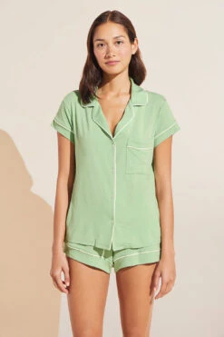 Eberjey Gisele TENCEL™ Modal Shortie Short PJ Set - Pistachio/Ivory -Fashion - Pajamas EBJ1958 PJ1018S PSIV F