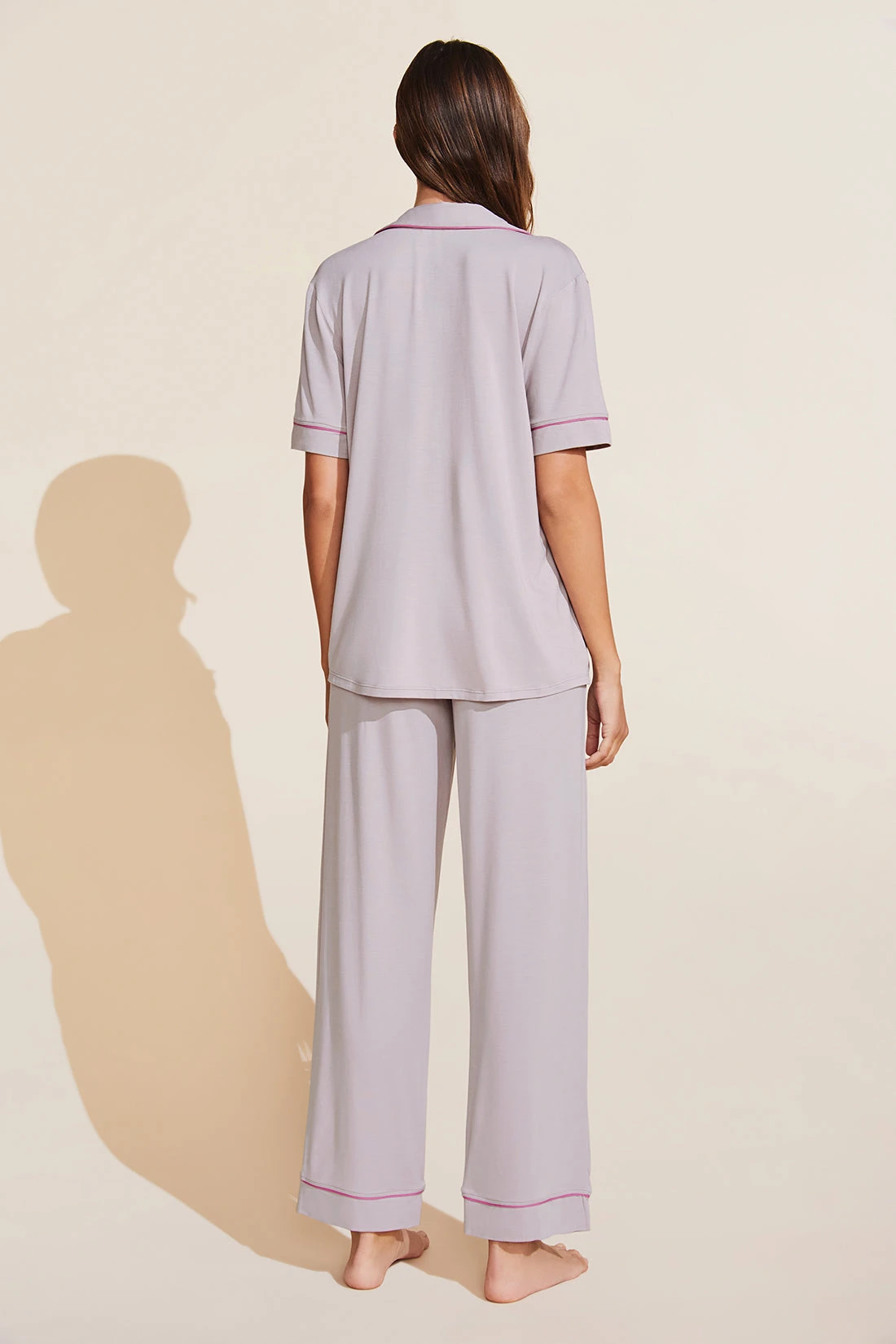 Eberjey Gisele TENCEL™ Modal Short Sleeve & Pant PJ Set - Purple Dust/Italian Rose 5 Eberjey Gisele TENCEL™ Modal Short Sleeve & Pant PJ Set - Purple Dust/Italian Rose - Image 3
