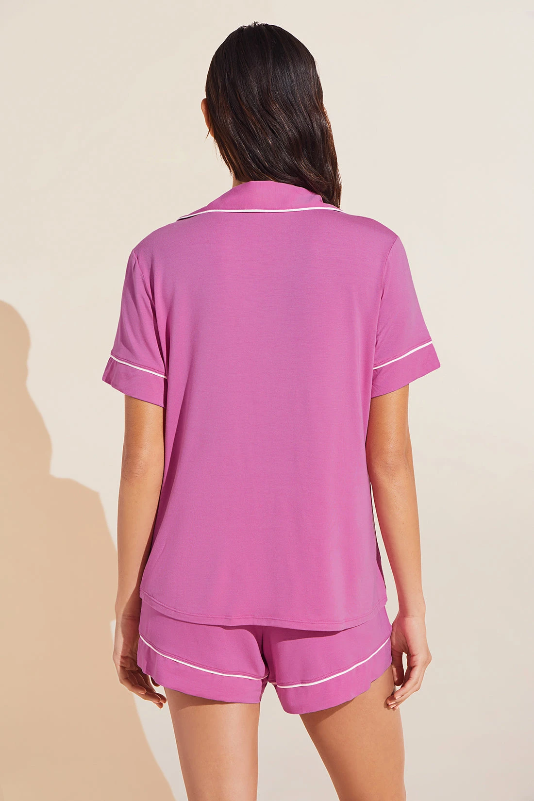 Eberjey Gisele TENCEL™ Modal Relaxed Short PJ Set - Italian Rose/Ivory 6 Eberjey Gisele TENCEL™ Modal Relaxed Short PJ Set - Italian Rose/Ivory - Image 4