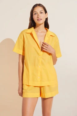 Eberjey Organic Sandwashed Cotton Short PJ Set - Samoan Sun