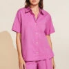 Eberjey Organic Sandwashed Cotton Short PJ Set - Italian Rose 1 Eberjey Organic Sandwashed Cotton Short PJ Set - Italian Rose -Fashion - Pajamas EBJ1966 PJ2030S ITALR F 1