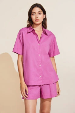 Eberjey Organic Sandwashed Cotton Short PJ Set - Italian Rose