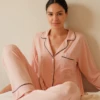 Eberjey Gisele TENCEL™ Modal Long PJ Set - Rose Cloud/Navy -Fashion - Pajamas Eberjey Spring23 1472